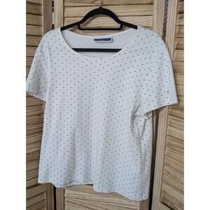 Karen Scott Women's Plus Size Large Scoop Neck Short Sleeve Tops, White